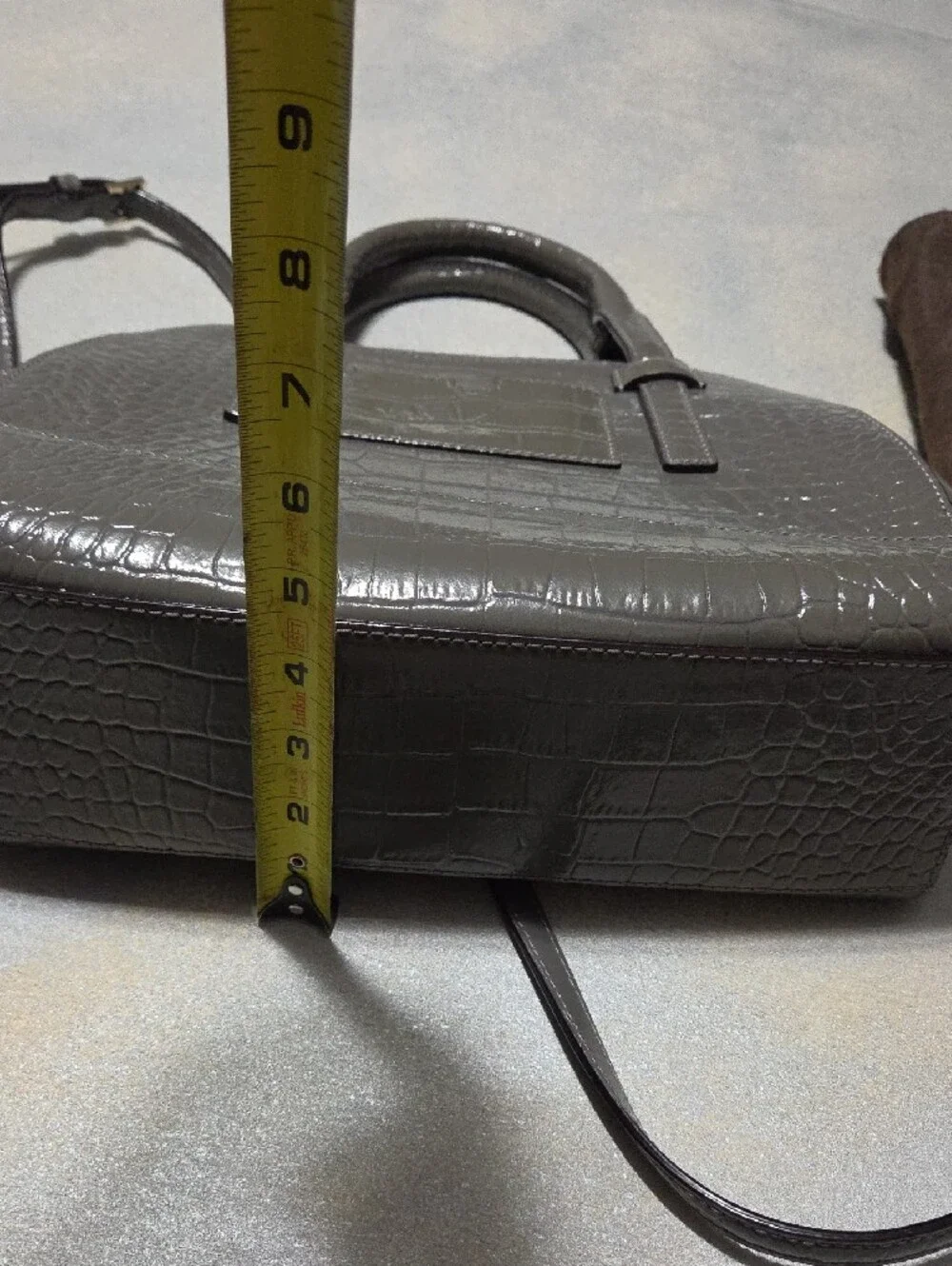 kate spade gray croc-embossed dome satchel with top handles NWOTS
